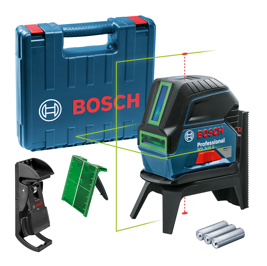 Bosch GCL 2 15 G Combi Laser in carrying case with 3 x battery (AA). rotating mount 0601066J00