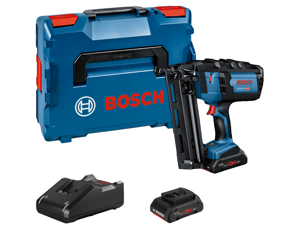 Bosch Professional GNH 18V 64 M Cordless Wood Nailer 2 x 4.0ah battery L boxx 0601481070