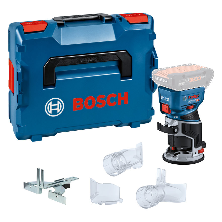 Bosch GKF 18V-8 Cordless Palm Router in L-BOXX 136 Parallel guide 06016C2071