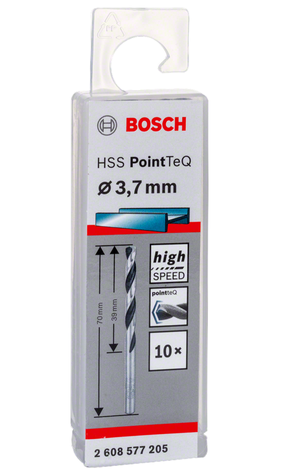 Bosch HSS Twist Drill Bit PointTeQ 3.7mm 10PCE 2608577205