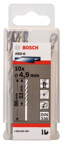 Bosch Metal drill bits HSS G. DIN 338 4.9 x 52 x 86 mm 2608585490