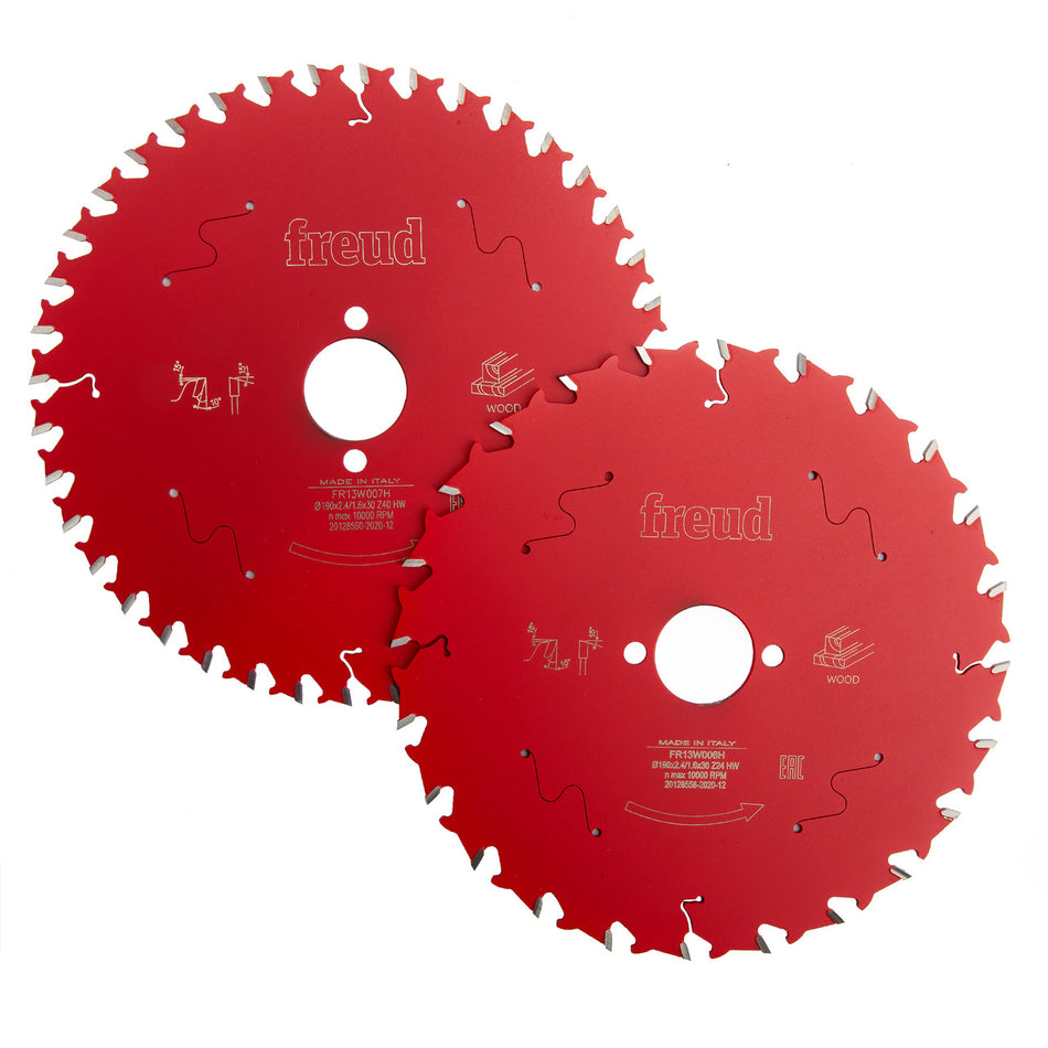 Freud F03FS09893 Wood Circular Saw Blades Twin Pack 190mm x 30mm x 2.4mm x 24T / 40T