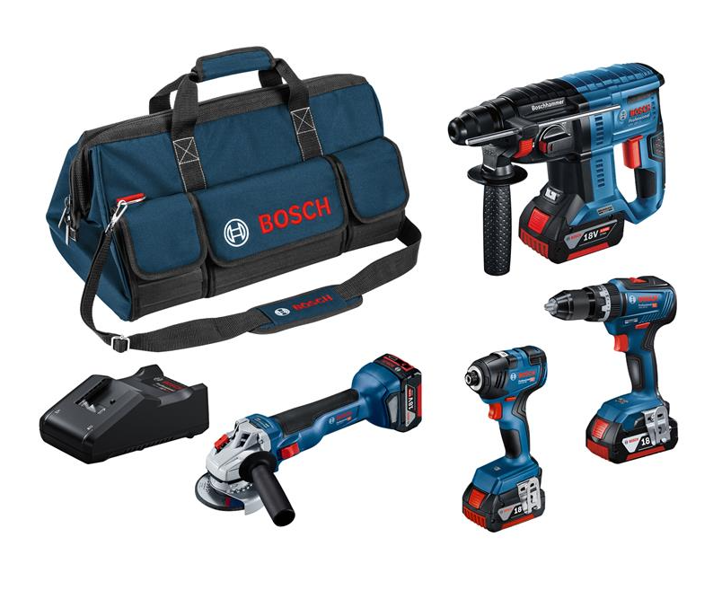 Bosch E-STOCK -18V 4 Tool KIT+3x 18V 4Ah+GAL+Bag 0615990M2B