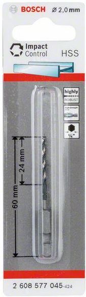 Bosch HSS Hex Shank Twist Drill Bit 2.0mm 2608577045