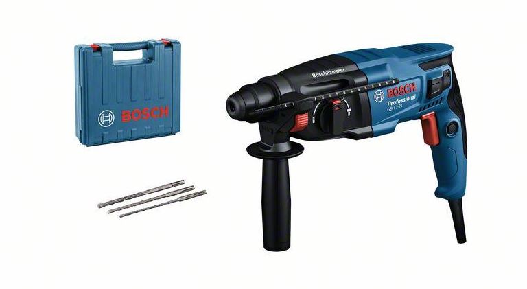 Bosch GBH 2-21 110V Rotary Hammer Drill with SDS plus (3x Bits Included) in Carry Case 06112A6061