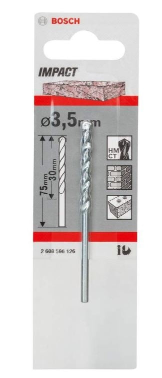 Bosch Cyl 1 Masonry Drill Bit 3.5 X 40 X 75mm. D 2.8mm 2608596126