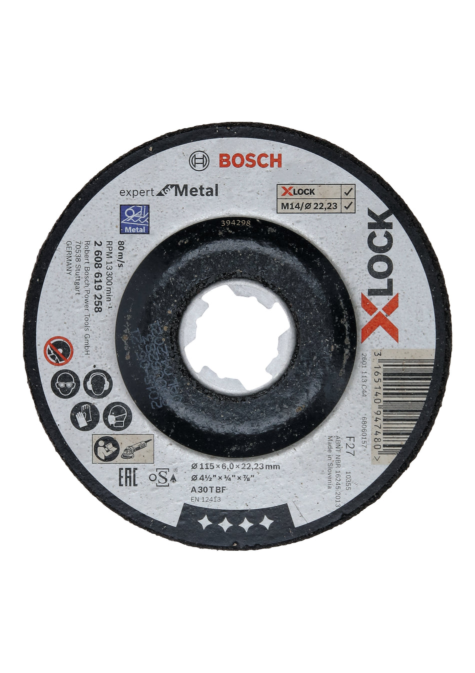 Bosch X-LOCK Expert for Metal 115x6x22.23 Depressed Grinding 2608619258