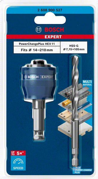 Bosch EXPERT Power Change Plus Hole Saw System Adapter 11 mm HSS-G Drill 7.15 x 105 mm