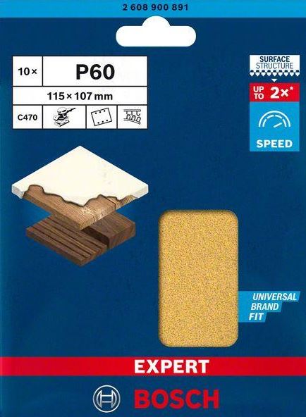 Bosch Expert C470 Sandpaper 115 x 107mm G60 10PCE 2608900891