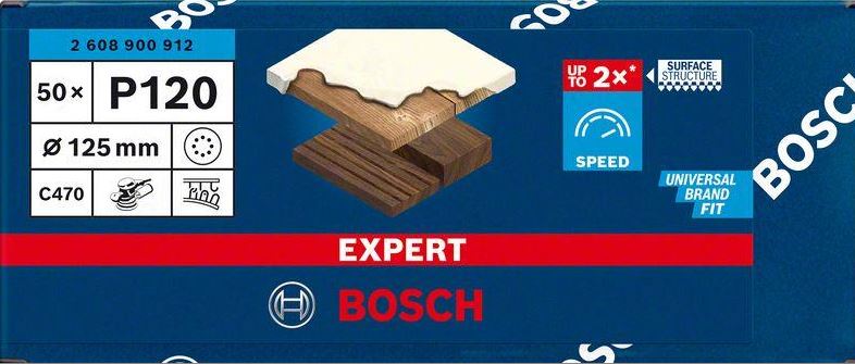 Bosch Expert C470 Sandpaper 125mm G120 50PCE 2608900912