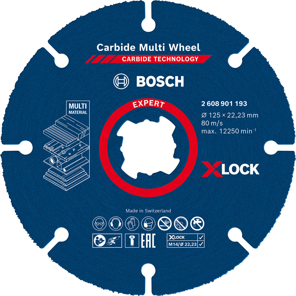 Bosch EXPERT Carbide Multi Wheel X LOCK Cutting Disc 125 mm, 22.23 mm 2608901193