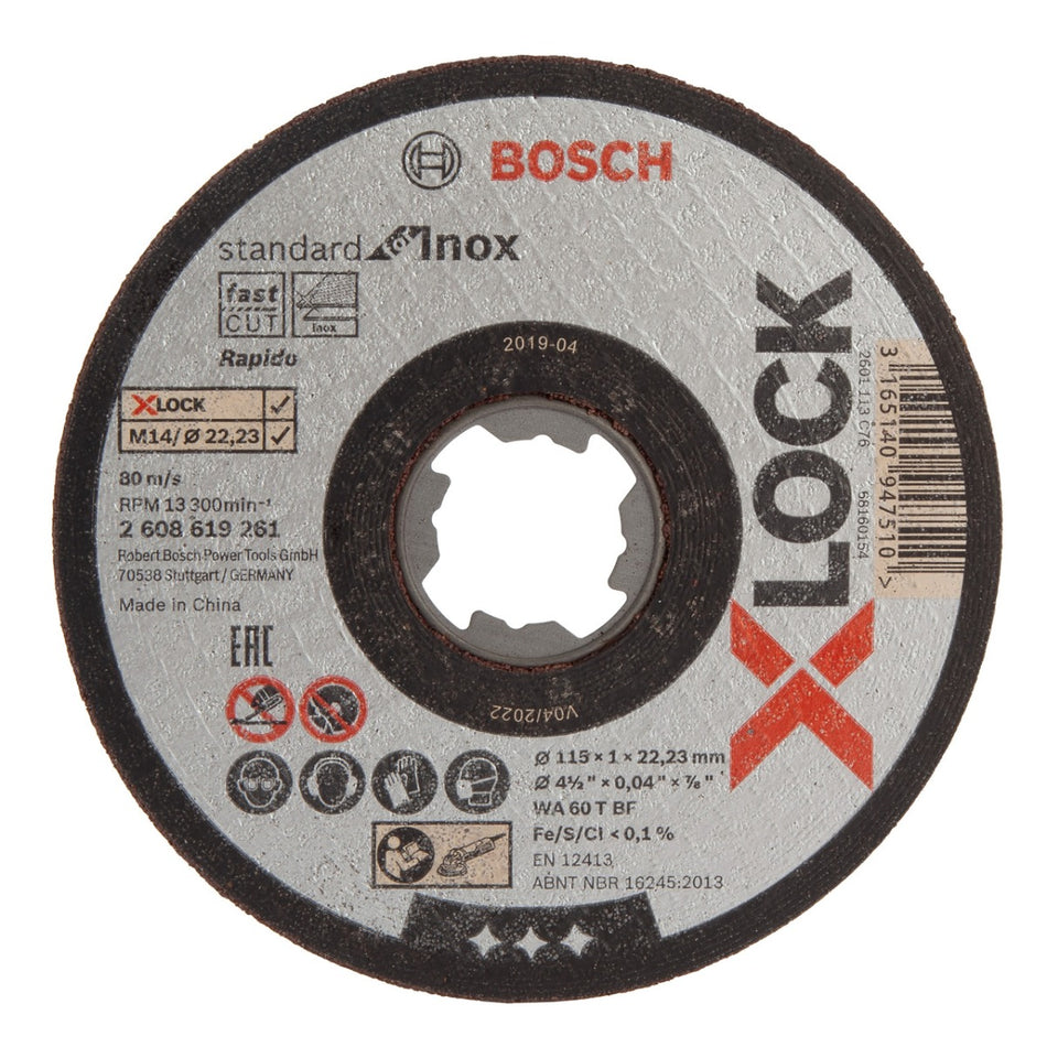 Bosch X-LOCK Standard for Inox Straight Cutting 10x115x1x22.23mm 2608619266-2608619261