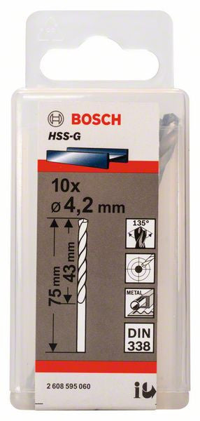 Bosch Metal drill bits HSS G. DIN 338 4.2 x 43 x 75 mm 2608595060