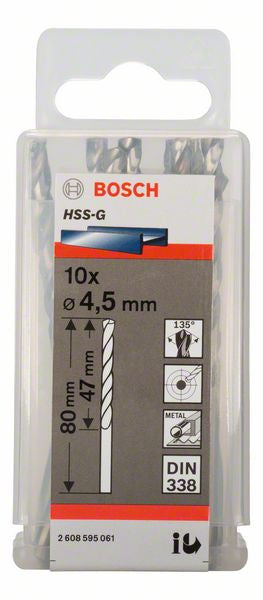 Bosch Metal drill bits HSS G. DIN 338 4.5 x 47 x 80 mm 2608595061