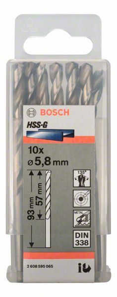 Bosch Metal drill bits HSS G. DIN 338 5.8 x 57 x 83 mm 2608595065