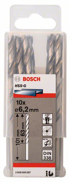 Bosch Metal drill bits HSS G. DIN 338 6.2 x 63 x 101 mm 2608595067