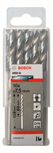 Bosch Metal drill bits HSS G. DIN 338 7.5 x 69 x 109 mm 2608595071