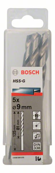 Bosch Metal drill bits HSS G. DIN 338 9 x 81 x 125 mm 2608595075