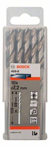 Bosch Metal drill bits HSS G. DIN 338 7.2 x 109 x 69 mm 2608595337