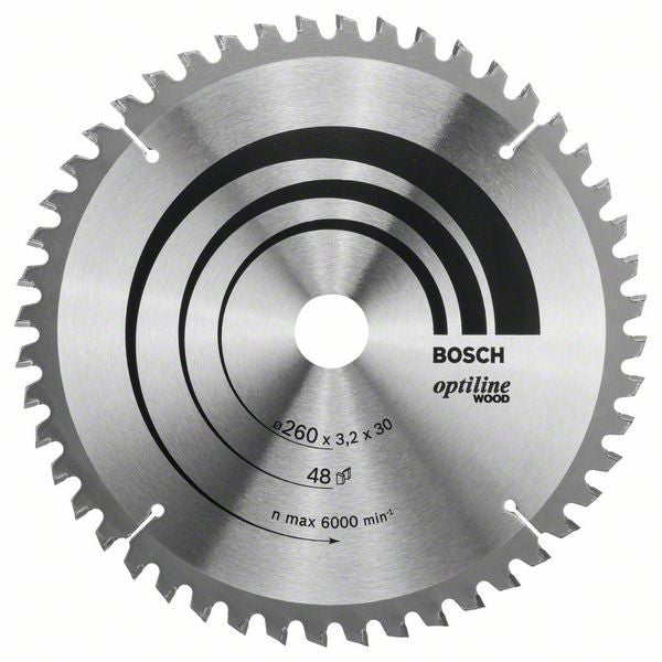 Bosch Optiline Wood circular saw blade 260 x 30 x 3.2 mm. 48 2608641202