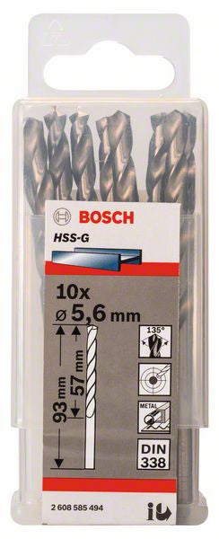 Bosch Metal drill bits HSS G. DIN 338 5.6 x 57 x 93 mm 2608585494