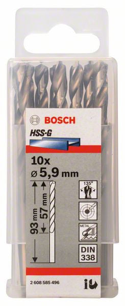 Bosch Metal drill bits HSS G. DIN 338 5.9 x 57 x 93 mm 2608585496