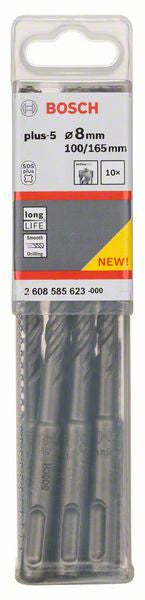 Bosch SDS-plus-5 hammer drill bits (Pack of 10) 8 x 100 x 165 mm 2608585623