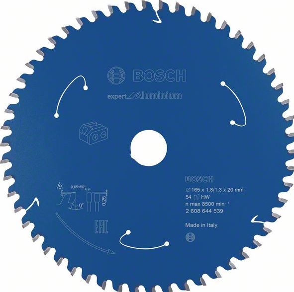 Bosch Circular Saw Blade Expert for Aluminium. 165x20x1.8mm. 54T 2608644539