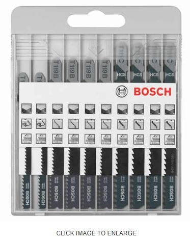 Bosch Jigsaw Blade Set 10pce Wood Cutting 2607010629