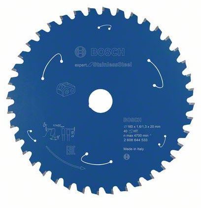 Bosch Circular Saw Blade Expert for Stainless Steel 160x1.6x20mm. 40T 2608644533