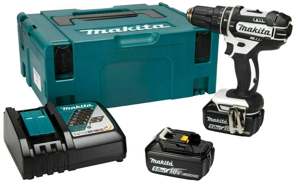 Makita DHP482RTWJ 18V Li ion LXT Combi Drill (2x 5.0ah) in Makpac Case