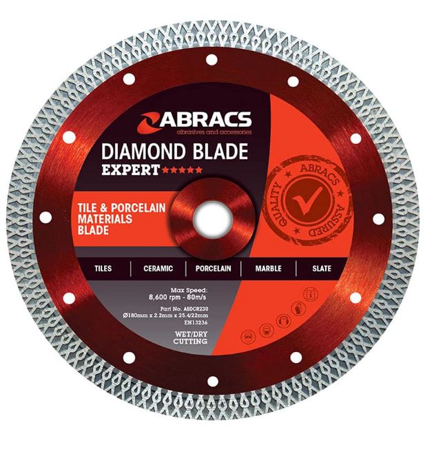 Abracs ABDCR230 Tile & Porcelain Diamond Blade 230mmx2.4mmx25.4mm-22mm