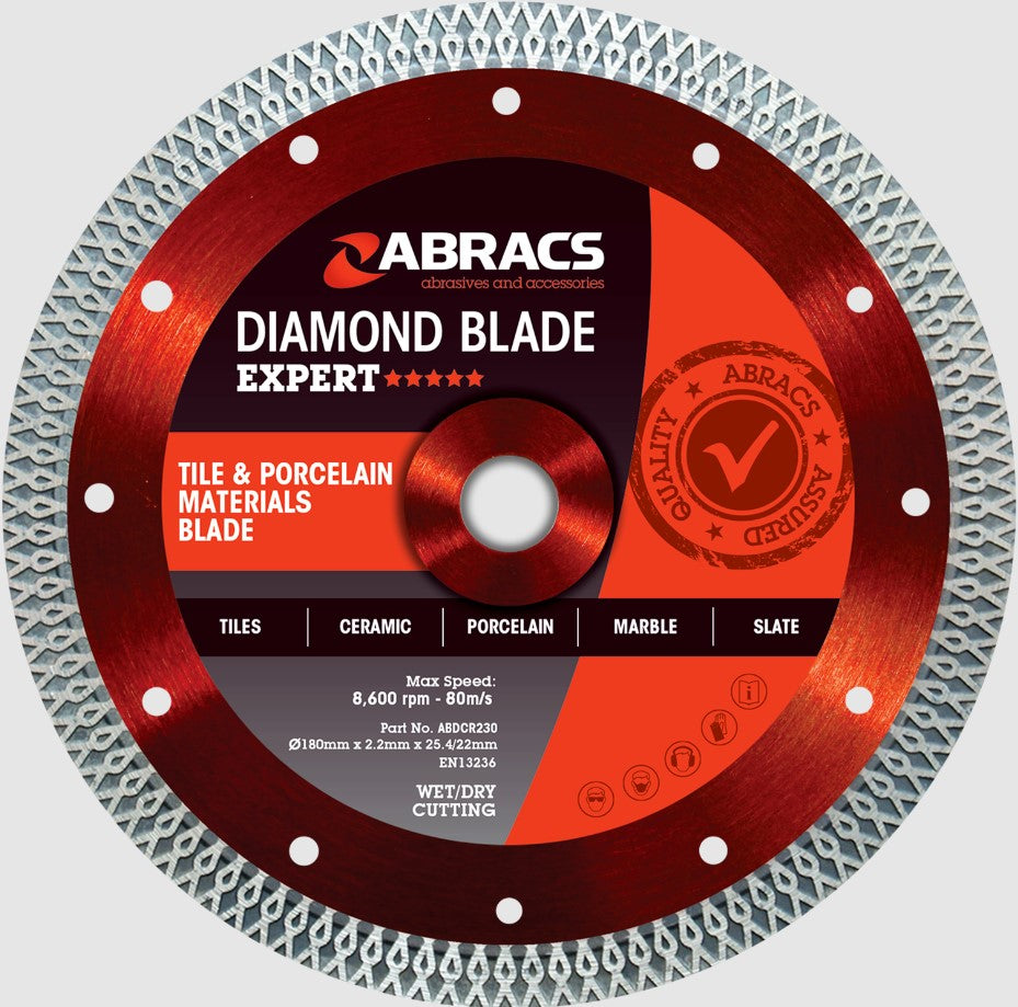 Abracs ABDCR230 Tile & Porcelain Diamond Blade 180 x 1.6mm x 25.4-22mm