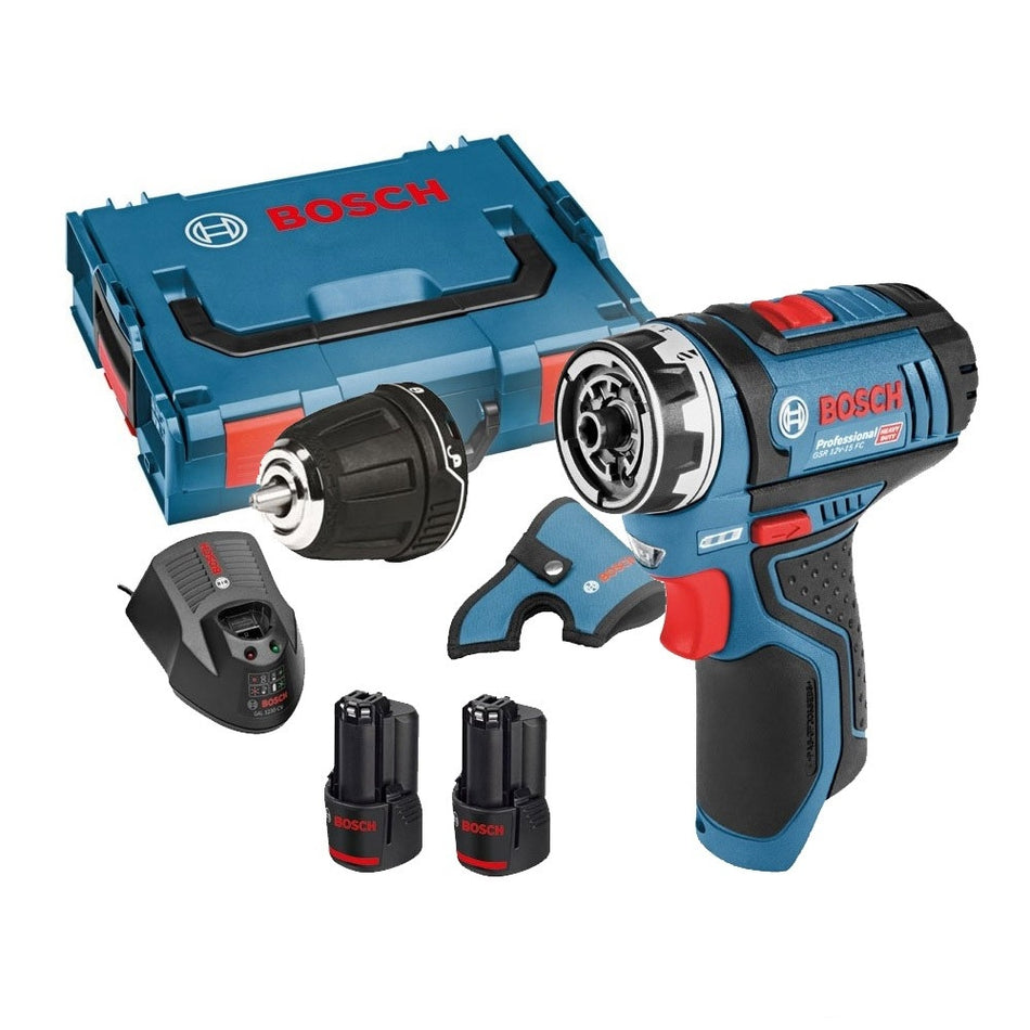 Bosch GSR 12V 15 FC12V Flexi Click Drill Driver 2 x 2.0ah in L BOXX 06019F6071