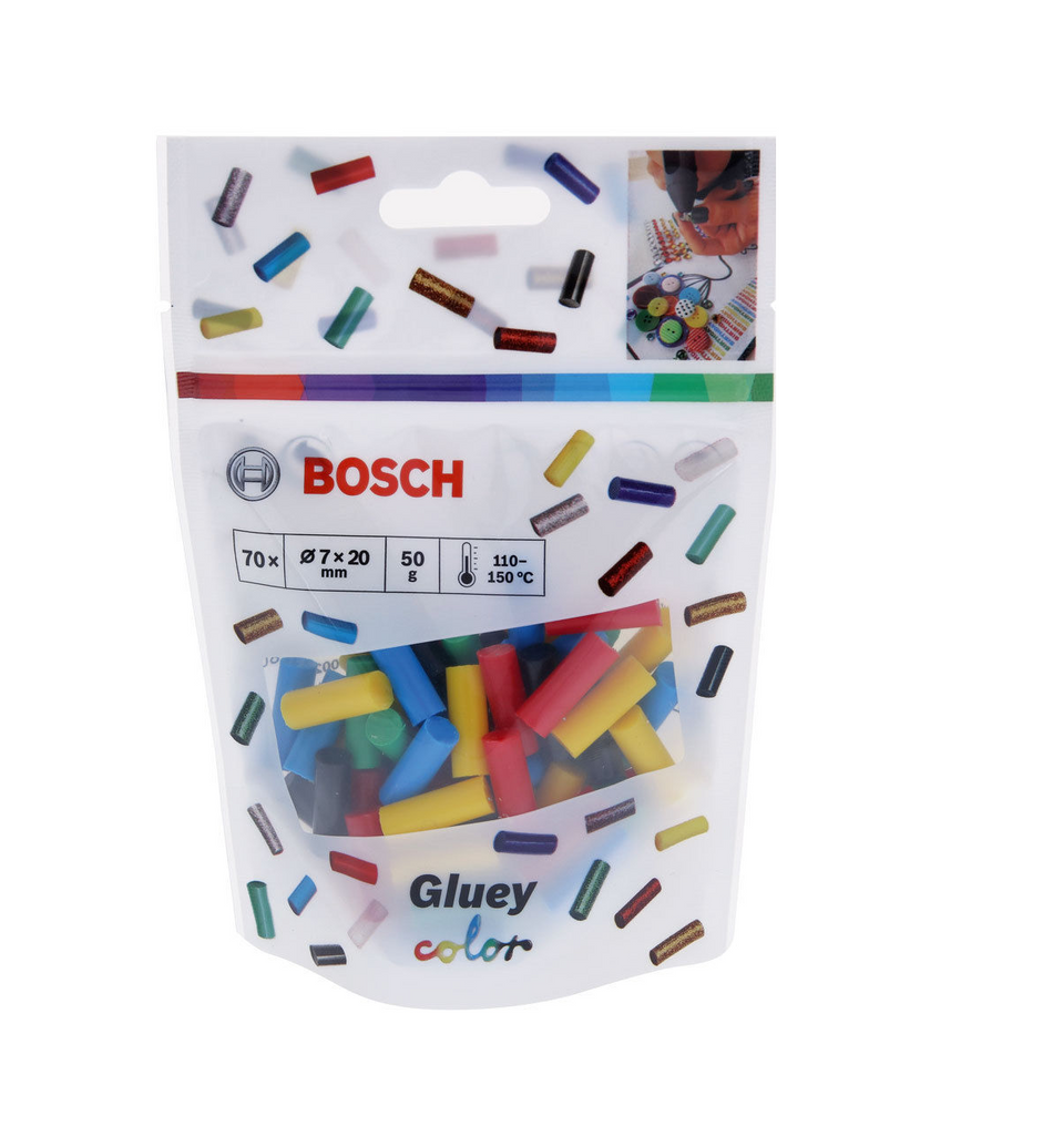 Bosch Gluey Glue Sticks, Color Mix 70 Pieces, 7 x 20 mm, 50g - 2608002005