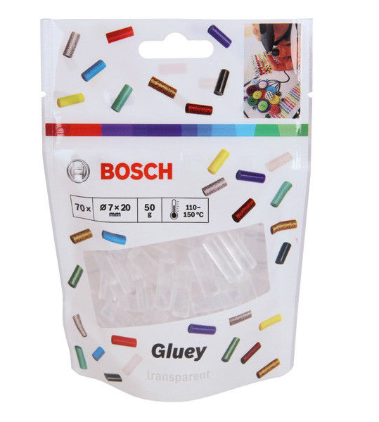 Bosch Gluey Glue Sticks, Transparent 70 Pieces, 7 x 20 mm, 50g - 2608002004