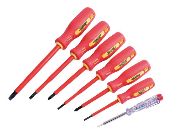 Draper Fully Insulated Screwdriver Set With Mains Tester (7 Piece) DRA 46540