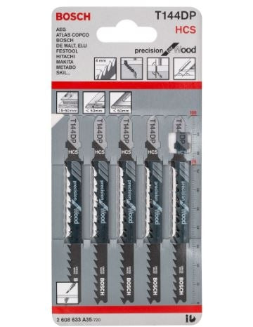 Bosch T144DP Jigsaw Blade - Precision for Wood 5PCE  2608633A35