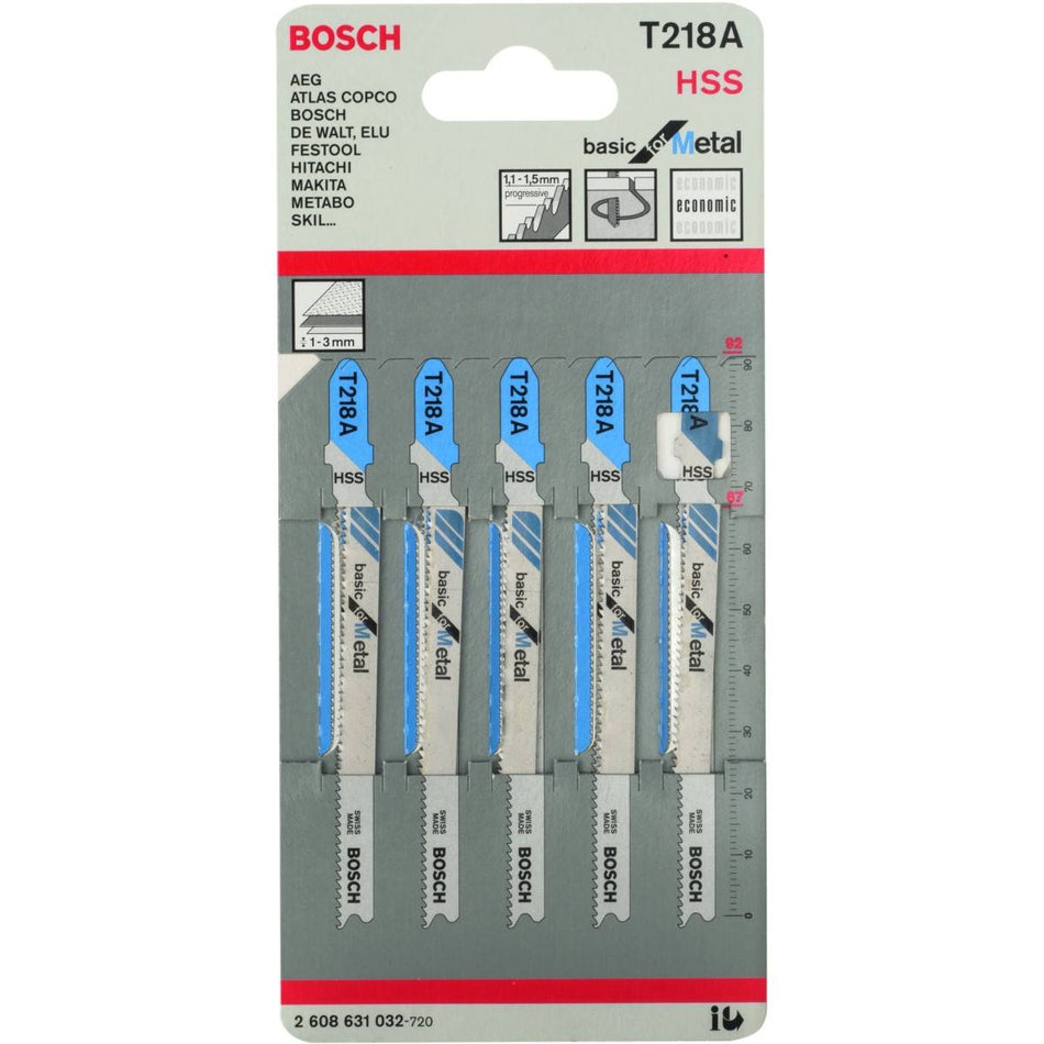 Bosch T218A Jigsaw Blade - Basic for Metal (5 Pack) 2608631032