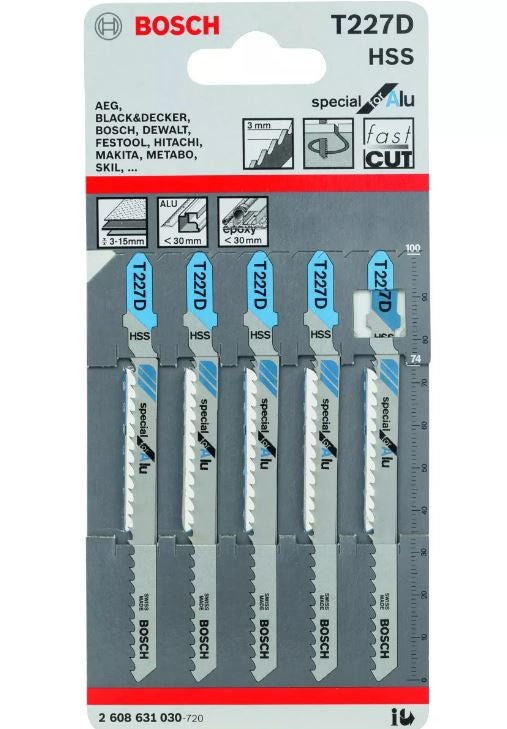 Bosch T227d Jigsaw Blades 5pce Aluminium 2608631030