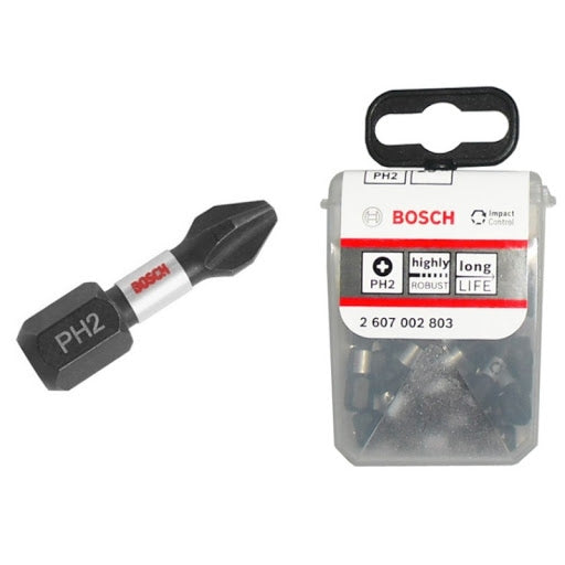 Bosch PH2 25mm Impact Control Screwdriver Bits In TicTac Box (Pack Of 25) 2607002803